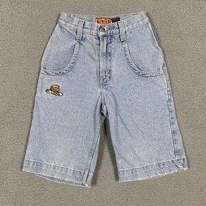 Vintage JNCO Jean Shorts Youth 8 Blue Light Wash Grom 11" Swell Denim Skater Y2k